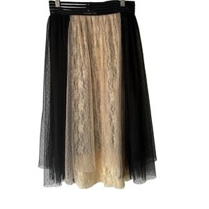 Rye 2010s Black Lace‎ Tulle Maxi Skirt Layered Boho Festival S Romantic Grunge